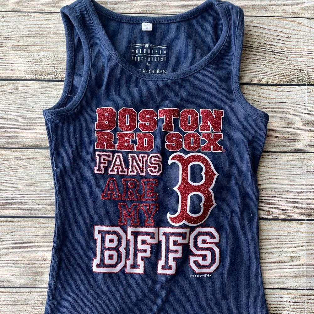 Boston Red Sox Girls Tank Top BFF Kids Size 8M Blue Red 5th & Ocean